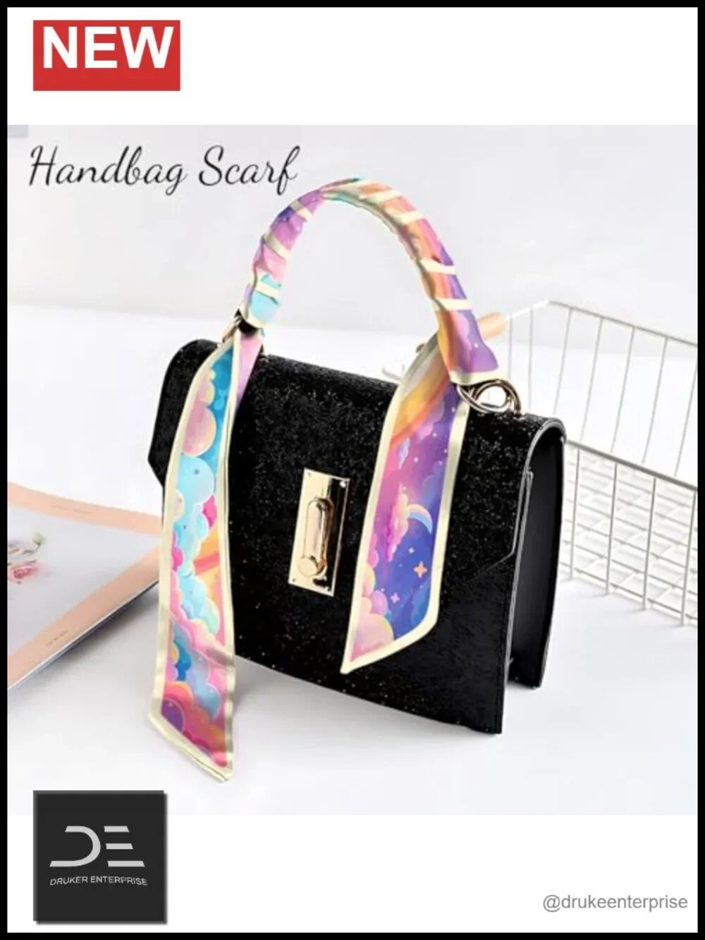 Silk Feeling Satin Fashion Scarf Multipurpose Hair Neck Handbag Accessory
